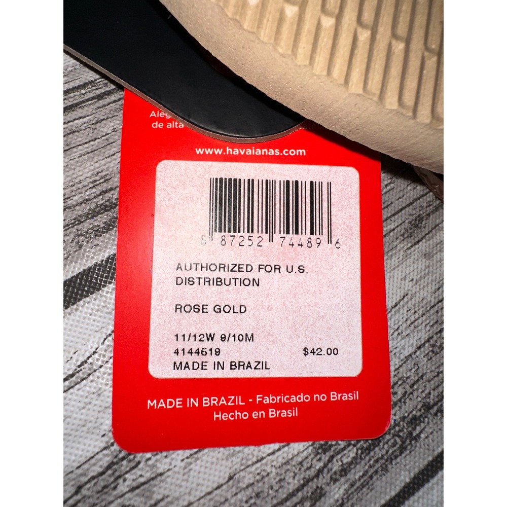 Havaianas Crystal Flip Flops Ballet Rose Gold Swarovski Women 11/12 NEW - Picture 9 of 9